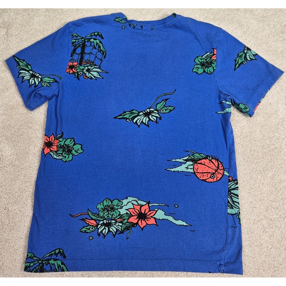 Nike T-Shirt Mens Small Royal Blue Floral Aloha Allover Short Sleeve Sports Tee - Picture 2 of 7